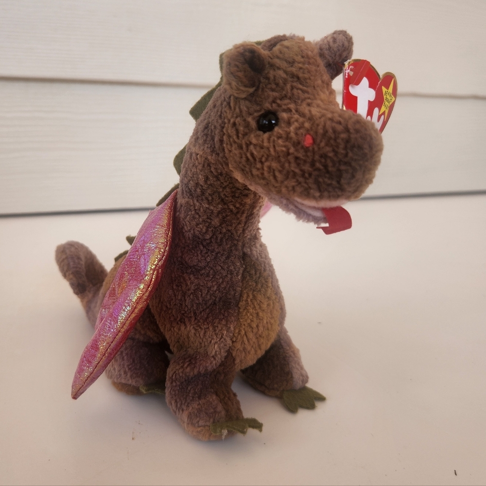 3/$15 Ty Plush Dragon with Iridescent Pink Wings named "SCORCH", NWT